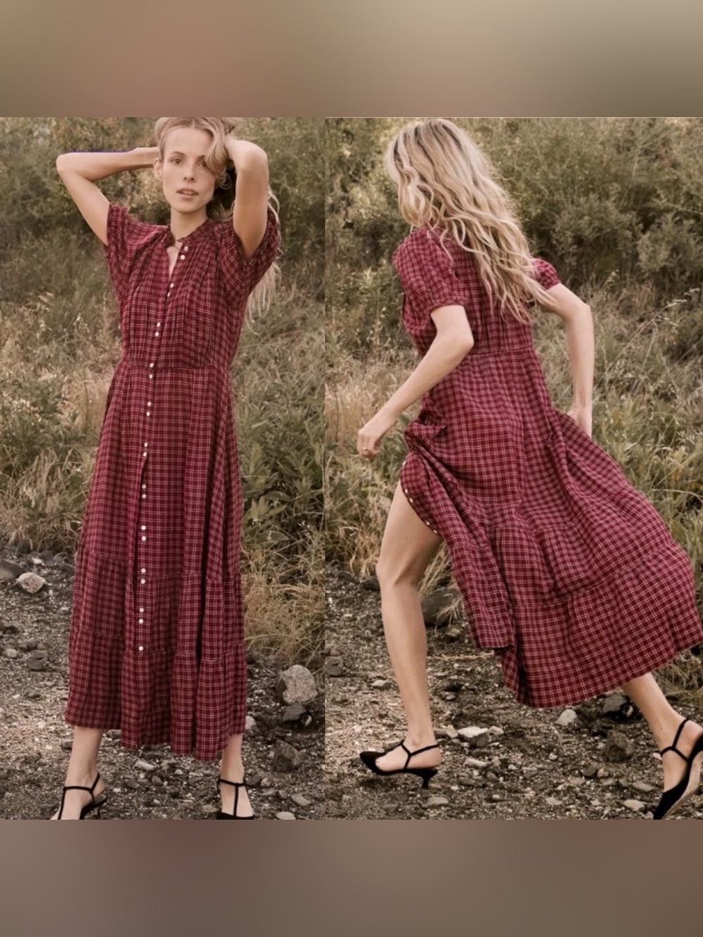 Doen Revi Dress in Rouge Cottage Plaid
